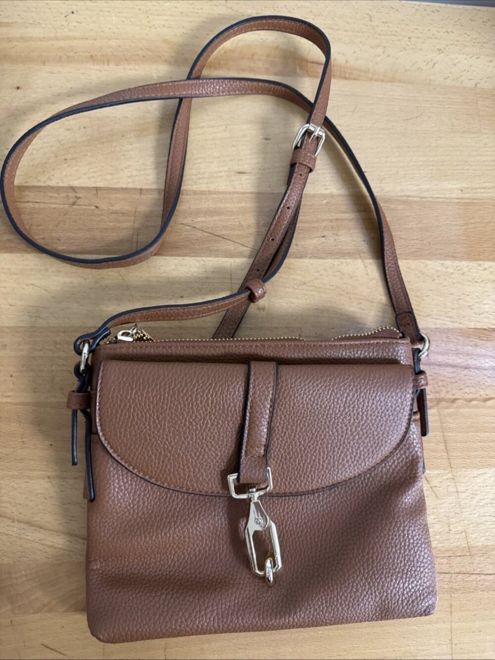 Steven Madden Women's Brown Faux Pebbled Leather Adjustable Crossbody Bag